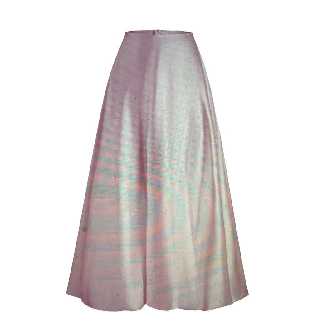 Midi Skirt Flowy Satin Pink Barbiecore Barbie A Line Zip Closure Size XL or 12